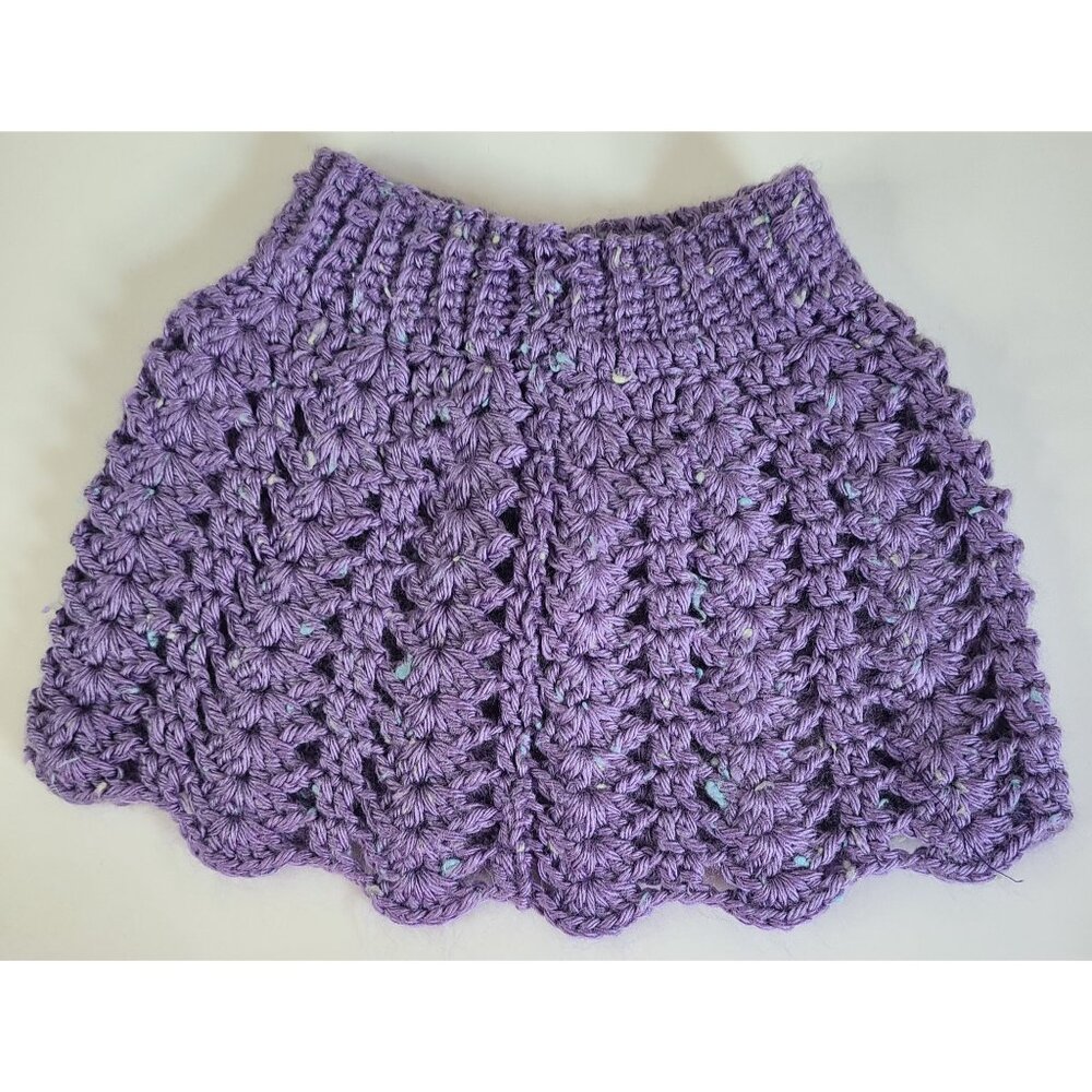 Crochet Baby Cardigan & Skirt Set Purple Size 18 months - 2T Handmade - Picture 4 of 11